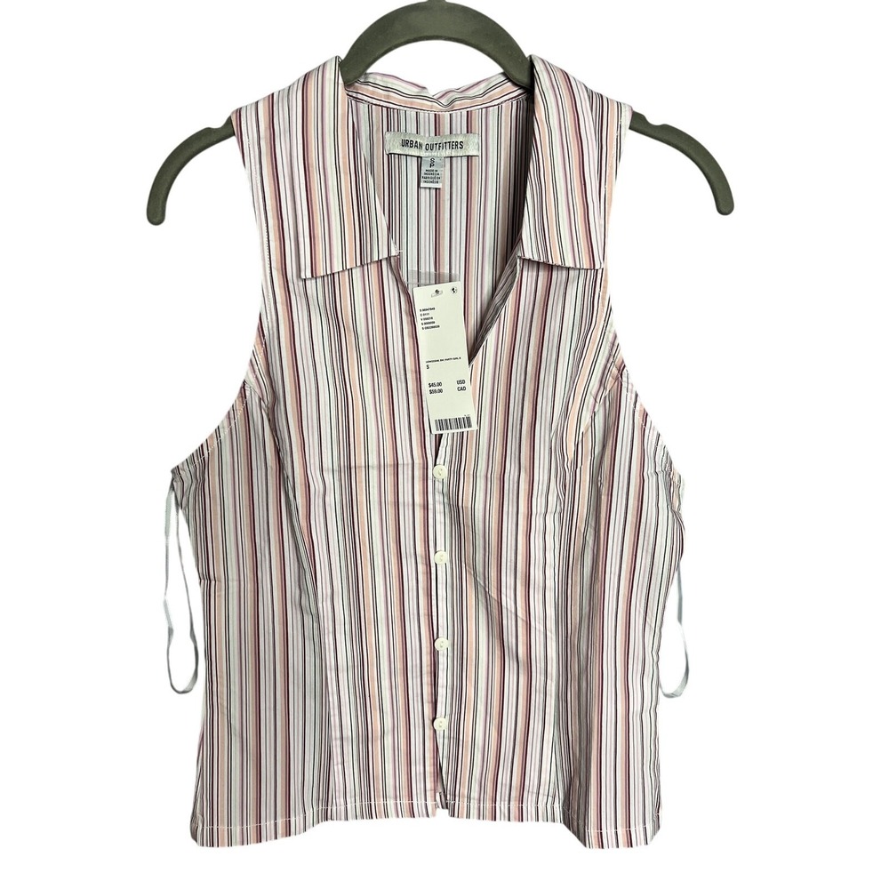 Urban Outfitters White Striped Collared Tank Top - Picture 7 of 8